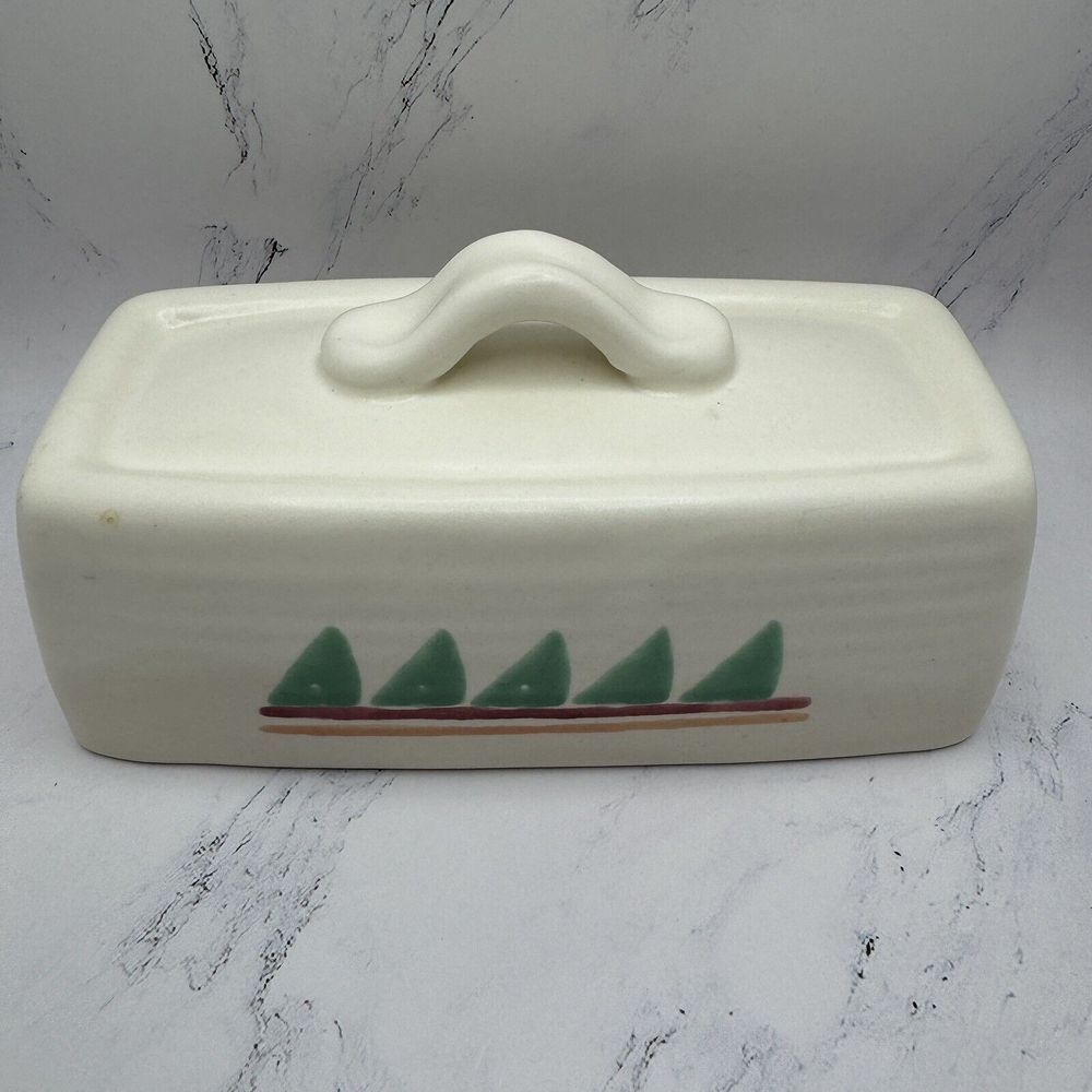 TAOS TREASURE CRAFT BUTTER DISH Southwest Adobe Stone Ware Made In The USA - Picture 4 of 12